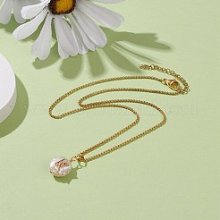 Natural Pearl Initial Pendant Necklaces&nbsp;NJEW-JN03297-03