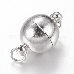 ループ付き真鍮製マグネットクラスプ  ニッケルフリー  ラウンド  プラチナ  19x12mm  穴：2mm&nbsp;MC022-NF