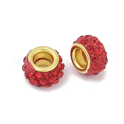 合金ラインストーン粘土パヴェビーズ  ロンデル  クリムゾン  11.5x6.5mm  穴：5mm&nbsp;ALRI-D300-04G-16