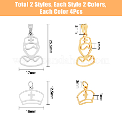 16Pcs 4 Style 201 Stainless Steel Pendants&nbsp;STAS-DC0011-61