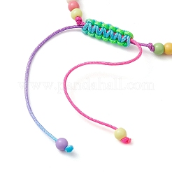 Cross & Round Acrylic Braided Bead Bracelets&nbsp;BJEW-JB10239-02