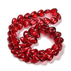 電気メッキガラスビーズセット  ハート  レッド  12.2x15x8mm  穴：1mm  約50個/連  23.62''（60センチメートル）&nbsp;X-EGLA-B008-01A-NA01