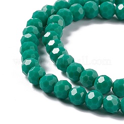 ファセット(32面)ガラスビーズ連売り  ラウンド  ライトシーグリーン  6x5.5mm  穴：1.2mm  約95個/連  22.24''（56.5センチメートル）&nbsp;LS-EGLA-J042-36B-11