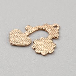 バレンタインデーのテーマ合金エナメル ペンダント  ライトゴールド  ハート  27x25x1mm  穴：1.8mm&nbsp;FIND-CJC0437-007B-08