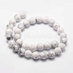 天然石ハウライトビーズ連売り  多面カット  ラウンド  10mm  穴：1mm  約37個/連  14.9インチ〜15.1インチ&nbsp;G-D840-44-10mm