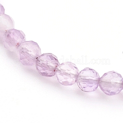 女性のためのファセット天然アメジストビーズブレスレット  ゴールドカラー  7-1/4インチ（18.5cm）&nbsp;BJEW-JB05928-03
