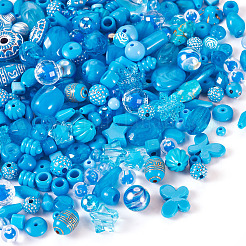 透明/不透明アクリルビーズ100g  混合図形  ディープスカイブルー  5.5~35.5x6~32.5x1.5~16mm  穴：1~5mm&nbsp;MACR-TA0001-50C
