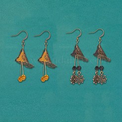 DIYピアス作り  真鍮のビーズキャップ付き  アクリルビーズ  ガラスビーズ  チベット風のペンダントと真鍮製のアイピン  アンティークブロンズ  74x73x25mm&nbsp;DIY-X0098-92