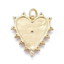 真鍮マイクロパヴェクリアキュービックジルコニアペンダント  カドミウムフリー＆鉛フリー  長持ちメッキ  丸カン付き  ハート  18KGP本金メッキ  21x19x2.5mm  穴：3mm&nbsp;X-ZIRC-M108-29-G