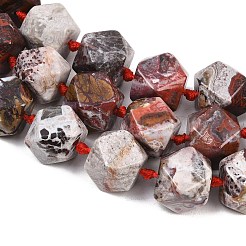 天然メキシコ瑪瑙/クレイジーレース瑪瑙ビーズ連売り  多面カット  菱形  14~14.5x13.5~14x13.5~14mm  穴：1.2mm  約21~22個/連  16.14~17.13''（41~43.5センチメートル）&nbsp;G-B187-A01-01