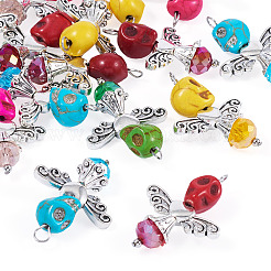 Skull Angel Synthetic Turquoise & Glass Pendants&nbsp;PALLOY-TAC0115