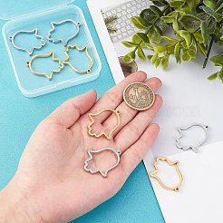 8Pcs 2 Colors 304 Stainless Steel Open Back Bezel Pendants&nbsp;STAS-UN0031-92