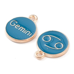 合金エナメルチャーム  星座とフラットラウンド  ダークシアン  15x12x2mm  穴：1.5mm  約12個/セット&nbsp;ENAM-S124-01B-05