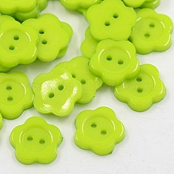 服装デザイン用アクリル縫い付け用ボタン  プラスチックボタン  2穴  染め  花ロウバイ  ミックスカラー  20x2mm  穴：1mm&nbsp;X-BUTT-E074-C-M