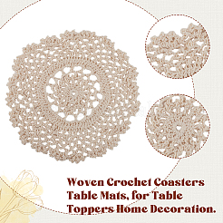 手作りコットンレースカップコースター  かぎ針カップマット  花  ビスク  170~180x2mm  4個/袋&nbsp;AJEW-GF0008-84B