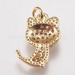 Brass Micro Pave Cubic Zirconia Kitten Charms&nbsp;ZIRC-E147-42G