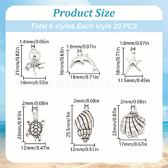 120Pcs 6 Styles Tibetan Style Alloy Pendants&nbsp;FIND-CA0010-53