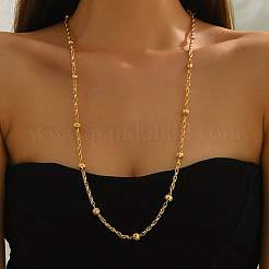 Brass Round Beads Rope Chain Long Necklaces for Women&nbsp;OZ5698