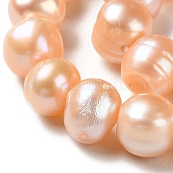 天然養殖淡水パールビーズ連売り  ポテト  グレードA  桃パフ  6~8.5x6.5~7.5mm  穴：0.7mm  約52個/連  13.86''（35.2センチメートル）&nbsp;PEAR-E018-19B