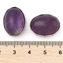 天然アメジストマルチ連リンク  オーバル  カドミウムフリー＆鉛フリー  プラチナ  20.5x15.5x10.5mm  穴：2mm&nbsp;KK-M304-03P-06