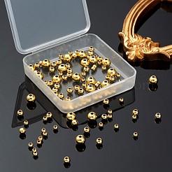 120Pcs 3 Size PVD Vacuum Plating Brass Round Spacer Beads Set&nbsp;KK-LS0001-11G