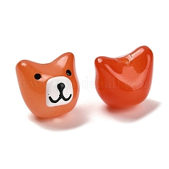 ペイントガラスビーズを焼く  エナメル  犬  レッドオレンジ  14~14.5x14.5x14~14.5mm  穴：1.4mm&nbsp;LAMP-I028-02G