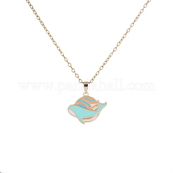 オーシャン304ステンレススチールエナメルクジラペンダントネックレス（女性用）  ゴールドカラー  サンゴ  15.75インチ（40cm）&nbsp;WG3A0C9-02