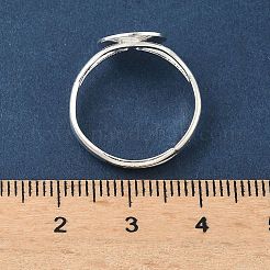 調整可能なブラス パッド リング設定  平らなブランクの丸い指輪ベーストレイ  ラックめっき  長持ちメッキ  鉛フリー＆カドミウムフリー  925銀メッキ  トレイ：10mm  3mm  内径：17mm&nbsp;KK-K414-05A-S