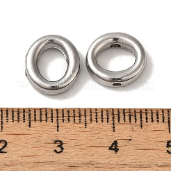 変色しない304ステンレススチールビーズ  オーバル  ステンレス鋼色  11x10x3mm  穴：1.2mm&nbsp;STAS-K285-33P