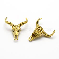 真鍮ビーズ  ニッケルフリー  キュービックジルコニア付き  牛の頭蓋骨  生（メッキなし）  20x18x7mm  穴：2mm&nbsp;KK-G309-29