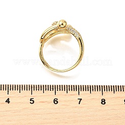 真鍮マイクロパヴェキュービックジルコニアカフスリング  ゴールドカラー  15mm  内径：usサイズ6（16.5mm）&nbsp;LS-RJEW-D308-03G-D