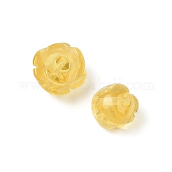 透明ガラスビーズ  ローズ  きいろ  7.5~8x7.5~8x7~9mm  穴：0.8~1mm&nbsp;G-O156-A-28