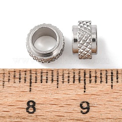 変色しにくい201ステンレススチールヨーロピアンビーズ  大穴ビーズ  ロンデル  ステンレス鋼色  7x5mm  穴：4.5mm&nbsp;STAS-P239-25P