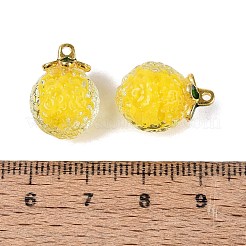 手作りランプワークペンダント  レモンチャーム  黄金トーン合金パーツ  きいろ  17~17.5x12~13mm  穴：1.5mm&nbsp;LAMP-N042-16A