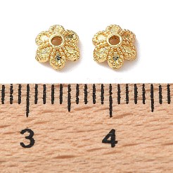 真鍮製ビーズキャップ  花  カドミウムフリー＆鉛フリー  ラックめっき  長持ちメッキ  18KGP本金メッキ  6x2.5mm  穴：1mm&nbsp;KK-C260-09G