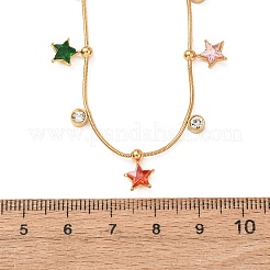 304 Stainless Steel Rhinestone Star Pendant Necklaces for Women&nbsp;NJEW-T021-02G
