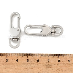 304ステンレススチール製回転留め具  スイベルスナップフッククラスプ  ハート  ステンレス鋼色  38x12x8mm  穴：5.5x5mm&nbsp;STAS-F364-03P-02