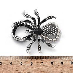 プラスチックビーズの指輪  女性用合金スパイダーリング  アンティークシルバー  usサイズ3（14mm）&nbsp;RJEW-K387-06AS