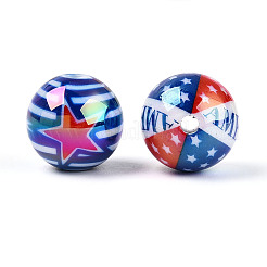 Independence Day Theme Printed Opaque Acrylic Beads&nbsp;MACR-T048-10A