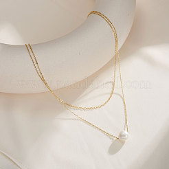 Round Natural Freshwater Pearl Pendant Necklaces&nbsp;NJEW-G153-03G