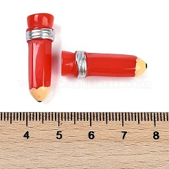 鉛筆樹脂カボション  レッド  28.5x7.5x7.5mm&nbsp;RESI-Q014-06C
