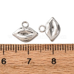 304ステンレススチールチャーム  ステンレス鋼色  リップ  9x10.5x1.5mm  穴：1.8mm&nbsp;STAS-Z167-02P-03