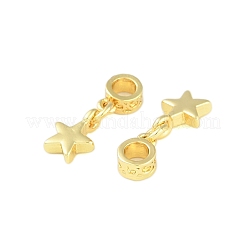 真鍮チャーム  鉛フリー＆カドミウムフリー  18KGP本金メッキ  スター  16mm  ペンダント：8.5x6x2mm  穴：2.5mm&nbsp;KK-A226-06B-G