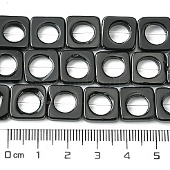ナチュラルブラックオニキスビーズ連売り  染め＆加熱  正方形と中空の円形  12x12x3mm  穴：0.8mm  約33個/連  15.63~15.75''（39.7~40センチメートル）&nbsp;G-D067-F01