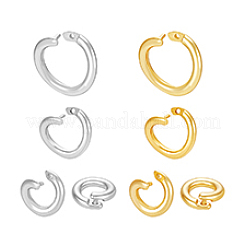 925スターリングシルバーツイスタークラスプ  リング  ゴールデン＆シルバー  6~10x1.2~1.5mm  内径: 3.3~6.5mm  8個/セット&nbsp;STER-PH0004-61