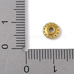 304ステンレススチールスペーサービーズ  フラットラウンド  ゴールドカラー  6.5x2.5mm  穴：1.6mm&nbsp;STAS-P408-05G