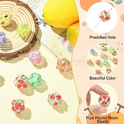 10Pcs 10 Colors Fruit Round Resin Beads&nbsp;RESI-CJ0004-94