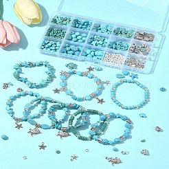DIY ミックスシェイプ 合成ターコイズビーズ ブレスレット作成キット  8~18x21x3mm  穴：1~2mm&nbsp;DIY-FS0007-53