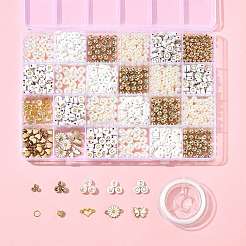 キットを作るDIYブレスレット  ABSプラスチックイミテーションパールビーズを含む  ポリマークレイビーズ  CCBプラスチックビーズ  アクリルビーズ  合金エナメルチャーム  ジャンプリングを開く  伸縮性のある糸  ミックスカラー  7.5~8mm  穴：2.3mm&nbsp;DIY-FS0009-86
