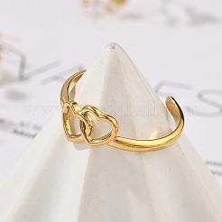 Heart 304 Stainless Steel Open Cuff Rings&nbsp;RJEW-R014-03G-01